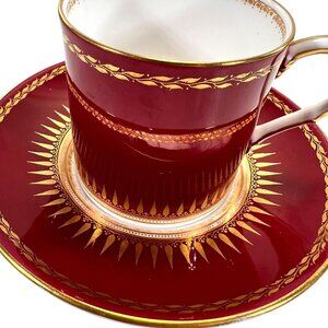 Royal Worcester Regency Red Espresso Demitasse Cups Saucers Sunburst Set Of 4